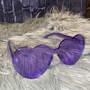 NEW Heart Shaped Love Thick Rimless Sunglasses PURPLE